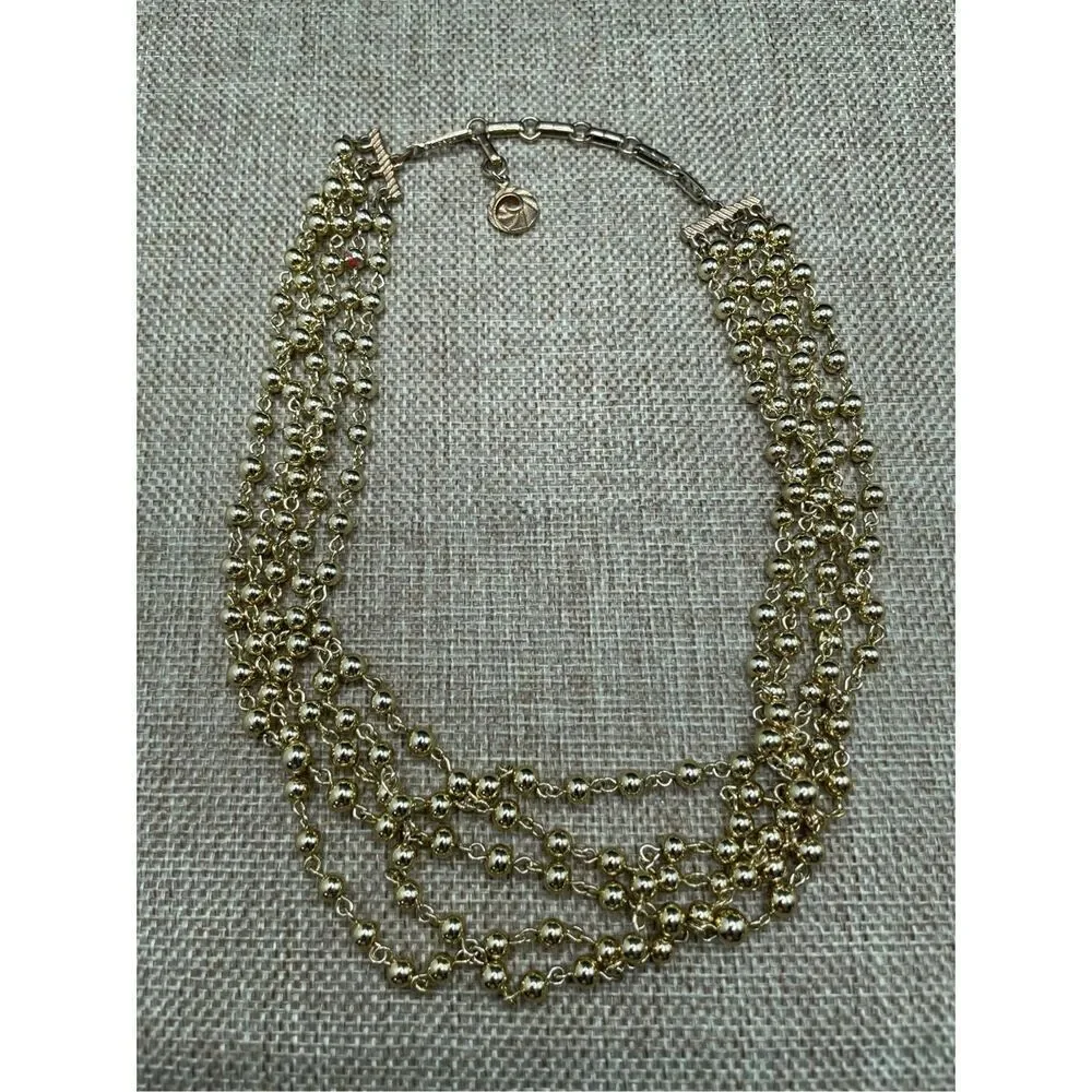 Vintage Gold Lisner Necklace 5 Strand Bohemian Style, Gold Tone Retro Costume Je